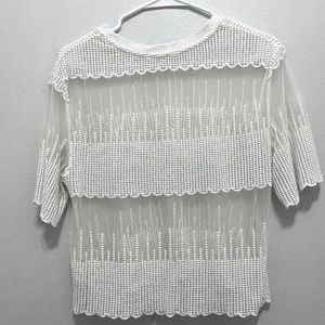 Medium- large mesh and lace white work shirt